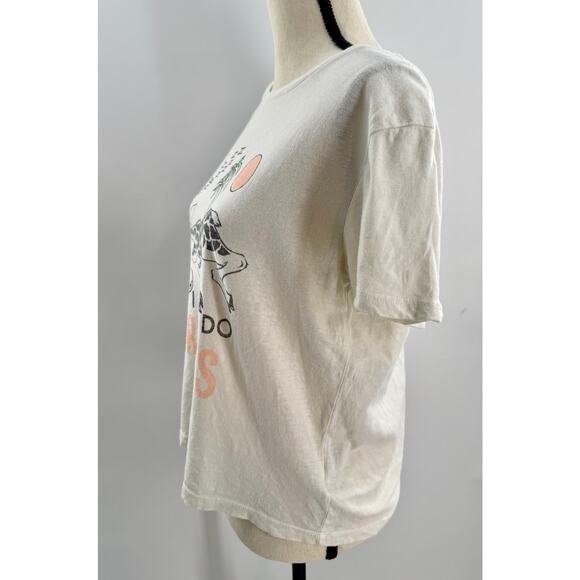 RE/DONE Hanes Giraffe Mornings T-shirt Tee White Top Vintage Ivory Cotton L - Picture 3 of 8